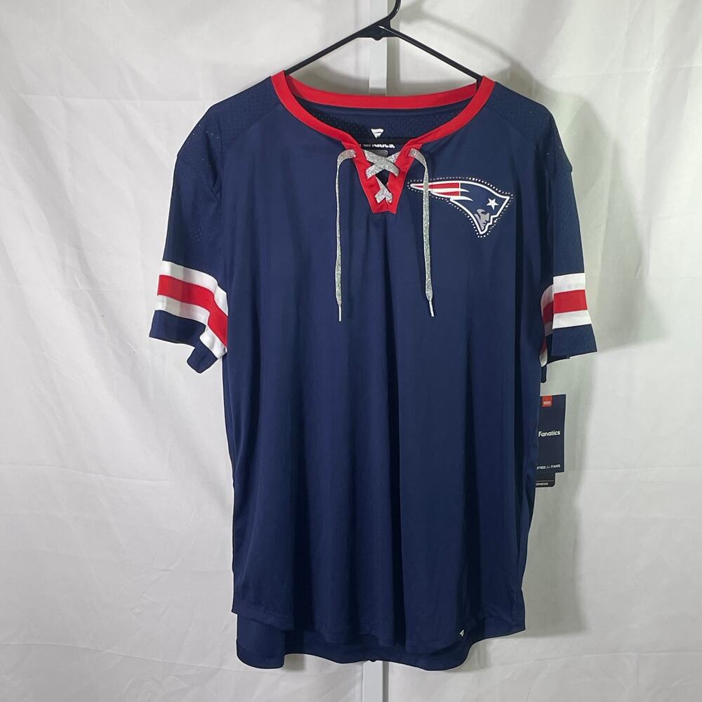 NWT New England Patriots Lace-up Bling Tee  - Womens Size XXL  - Blue
